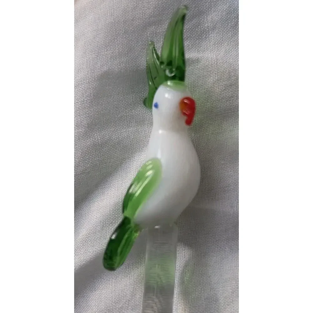 6 Vintage Art Glass Exotic Birds Parrot Palm Tree Dolphin Swizzle Sticks 8